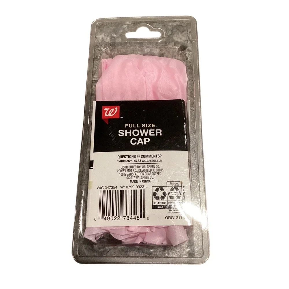 Lot of 2 Walgreens‎ Full Size Shower Cap Pink One Size Waterproof New WIC 347354